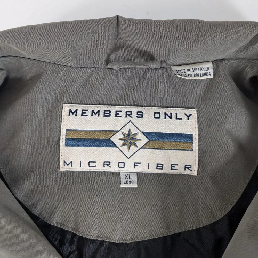 Vintage Members‎ Only Microfiber Men's XL Long Full Zip Brass Snaps Black Jacket